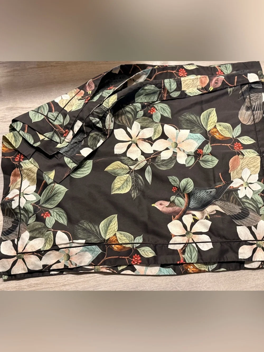 Cuddledown 100% Cotton Standard Size Pillow Sham James Audubon Floral Bird Print